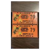(2) 1979 Paris Honey Bee Fest. License Plates