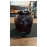 Primitive Brown Brown Slip Glaze Crock Jar