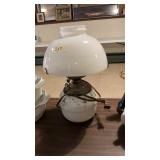 Vintage Electric Milk Glass Lamp W/Glass Shade.