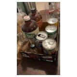 Flat of Chemical, Medicine Bottles, Vintage Cans