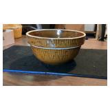 Antique Picket Fence Pattern Brown Crock Bowl