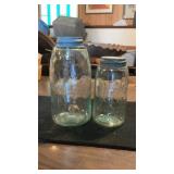 (2) Antique Mason Patt. Canning Jars W/Zinc Lids