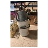 Galvanized Watering Can & (2) Graniteware Buckets