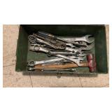 Metal Box Full Of Farm Wrenches & Tools