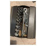 3/4 in. Socket Set W/Breaker Bars Etc. In Box.