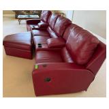 Palliser Red Leather Power Sectional Ottoman