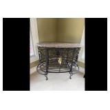 Wrought Iron Oval Bar Cart Marble Top