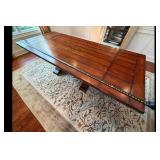 Solid Wood Extendable Dining Table Trestle Base