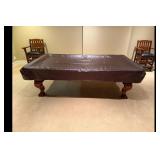 Brunswick Brown Billiard Pool Table Ornate Legs