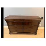Dark Brown Wood Six Drawer Dresser