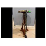 Dark Wood Brass Pedestal Table Rifle Legs
