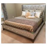 Champagne Gold King Sleigh Upholstered Bed Frame