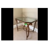 Hexagonal Glass Top Side Table Antique Bronze