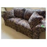 Traditional Floral Sofa Skirted Base Pillows
