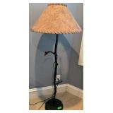 Rustic Dark Bronze Floor Lamp Faux Leather Shade