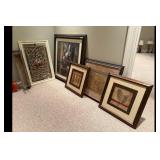 Mixed lot of Framed Art Carved Panels Decor