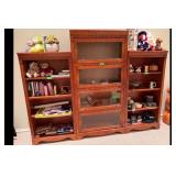 Mixed lot 3pc Cherry Tone Barrister Bookcase