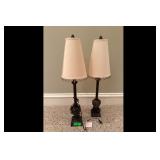 Pair Traditional Bronze Urn Table Lamps Cream...