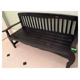 Black Wooden Slatted Bench Furniture As-Is