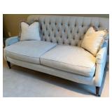 Light Beige Button Tufted Rolled Arm Loveseat