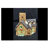 Ceramic Christmas Church Figurine Snow Dusted