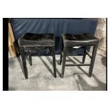 Set of 2 Black Tufted Upholstered Bar Stools