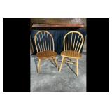 Pair of Windsor spindle back dining chairs natural
