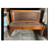 Rustic Vintage Solid Oak Upholstered Bench