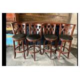 Swivel Bar Stools Reddish Brown Lattice Back