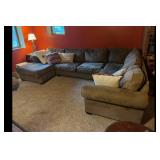 Used Brown Taupe Microfiber Sectional Sofa Chaise