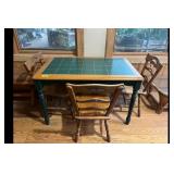 Dining Table Set Green Tile Top 4 Wood Chairs