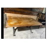 Industrial Trestle Dining Table Solid Wood Top