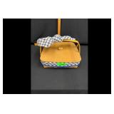 Longaberger Basket with Wood Lid Protector Tie
