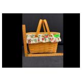 Longaberger Picnic Basket Wood Handles Liner Brown