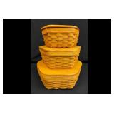 Mixed lot of 3 Longaberger Nesting Baskets Wood...