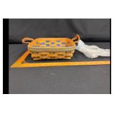 Longaberger Basket Square Blue Braided Handles