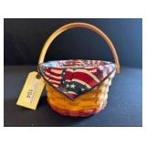 Longaberger 2002 Woven Basket Flag Liner Signed