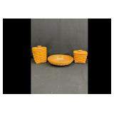 Mixed lot of Longaberger canisters dish Brown