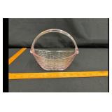 Longaberger Pink Glass Basket Round Handle