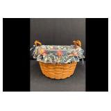 Longaberger Basket Floral Liner Leather Handles