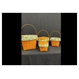 Longaberger Baskets Set of 4 Handwoven Brown