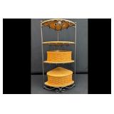 Longaberger 4 Tier Wrought Iron Wood Corner Shelf