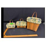 Mixed lot of Longaberger 3 baskets floral liners