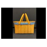 Woven Picnic Basket with Lid and Handles