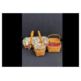 Longaberger 4 Baskets Woven Wood Floral Liners