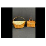 Mixed lot of 2 Longaberger Small Baskets Liner
