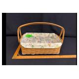 Longaberger Basket Brown Floral Liner Protector