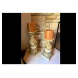 Decorative Candlestick Set Beige Tan