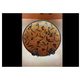 Decorative Mosaic Plate Olive Pattern Blue Rim