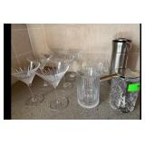 Mixed lot of Barware Glasses Pitcher Shaker Carafe